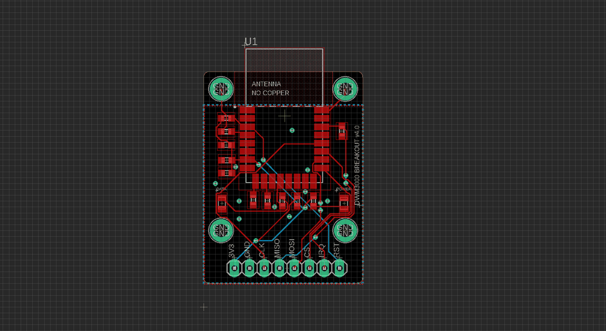 Routage du PCB breakout Centilog montrant le brochage 1×8