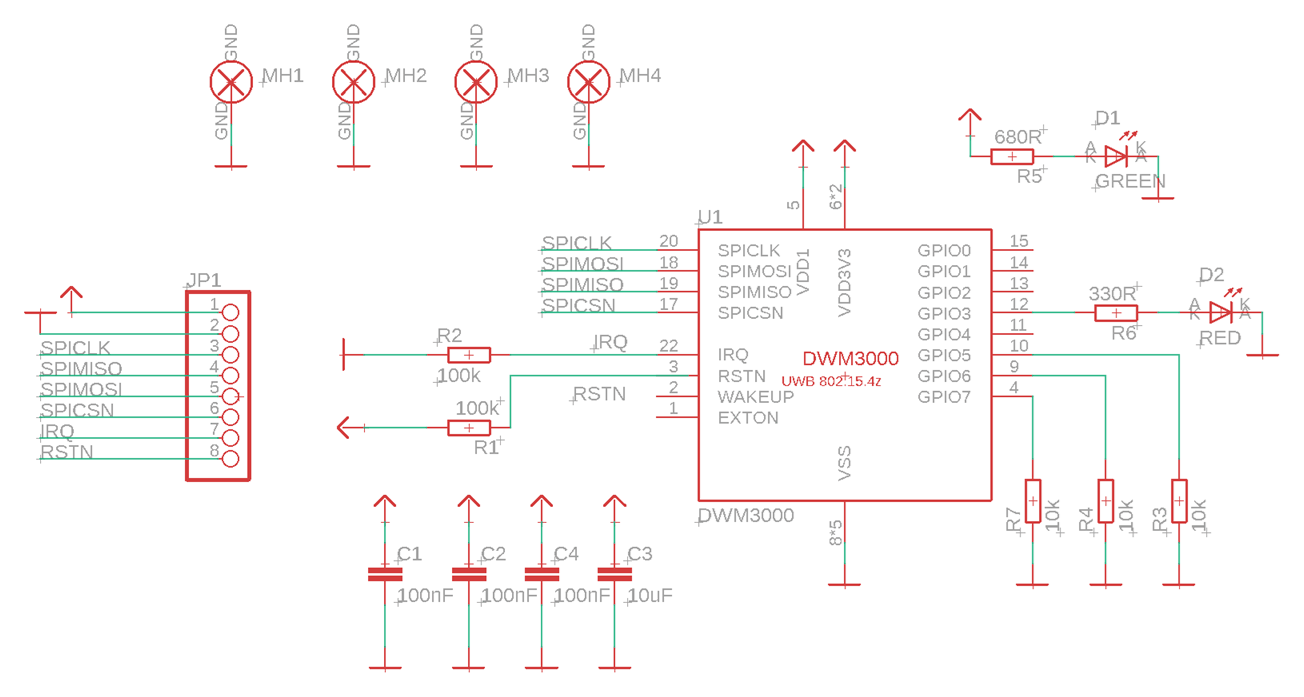 Schéma électronique complet du breakout Centilog (DWM3000)